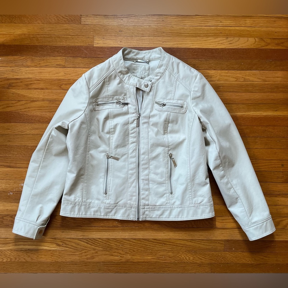 J2 Cream Colored Vinyl Jacket with Zippers